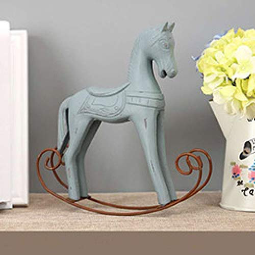 LIJUCAI Moderne Europa-Stil Pferdestatue Hochzeitsdekor Holzpferd Retro Home Decoration Zubehör Schaukelpferd Ornament, 001