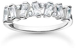THOMAS SABO Ring mit Zirkonia Steinen im Baguette-Schliff in verschiedenen Fassungen, 925 Sterlingsilber, Ringgröße 54, TR2346-051-14-54