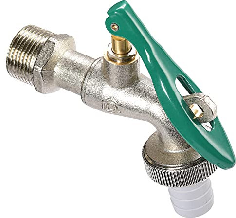 Cornat Rubinetto a Sfera da 26,44 mm (3/4) AG-con Raccordo per Tubo, chiudibile, in Ottone, Ideale Come distributore Esterno/Rubinetto per lavatrice/rubinetti/rubinetti/rubinetti/T300808, Argento