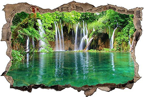 3D-Effekt Wandtattoo Aufkleber Durchbruch selbstklebendes Wandbild Wandsticker Stein Wanddurchbruch Wandaufkleber Tattoo,Wasserfall Natur Wand Loch,Größe:50x75cm