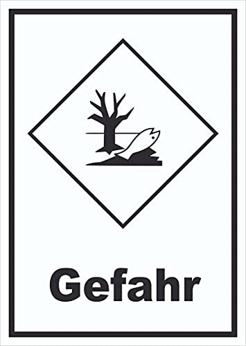 HB-Druck Schild KennZeichen Umweltgefährdend Gefahr Fisch Wasser Baum hochkant A5 Rückseite selbstklebend