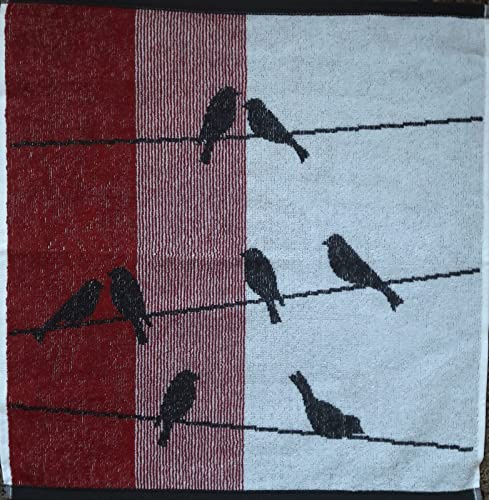 KRACHT Frottee Küchentuch Geschirrtuch Zugvögel rot 50x50cm