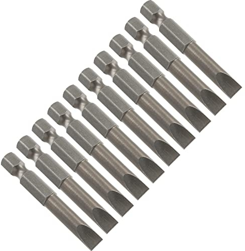 LDEXIN 10 Pcs SL6 Magnetic Slotted Screwdriver Bits S2 Steel Flat Head Screwdriver Bits with 1/4 Inch Hex Shank, 2 Inch Length