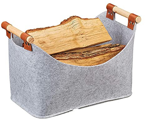 luckxuan Brennholzsack/Holzkorb Brennholzkorb Faltbare Aufbewahrungsbox Filz Tasche Aufbewahrungskorb Tragbare Brennholzrahmen Süße Aufbewahrungstasche Brennholz Log Tragetasche (Color : B)