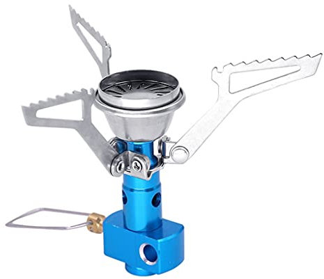 Outdoor Mini Portable Gas Stove Camping Gas Mini Burner Oven Survival Furnace Stove Pocket Picnic Cooking Gas Burner Cookware (Blue)