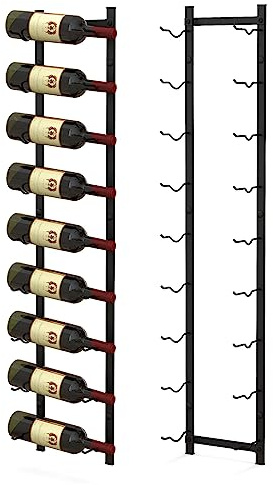 COSTWAY Porte Bouteille Mural, Étagère à Vin en Métal pour 9 Bouteilles, Casier à Vin pour Cuisine, Bar, Salle à Manger, Cave, Noir