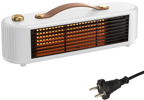 Heizlüfter Energiesparend,800W Mini Heizlüfter Tragbar Keramik Heizlüfter Thermostat Heizung für Camping Badezimmer,Berhitzungs- & Kippschutz,Leise (Weiß)