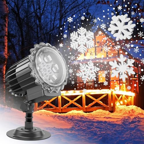 ALED LIGHT 2026 NEW YEAR Schneeflocken Projektor Lichter im Freien, 9W Super heller, Schneefall Lampe Nacht Licht Projektion, LED Weihnachten Projektor Lichter wasserdicht für Christmas, Hochzeit