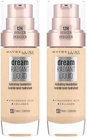 Maybelline New York Make Up, Dream Radiant Liquid Make-Up, Flüssige Foundation, Nr. 40 Fawn, 30 ml (Packung mit 2)