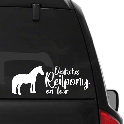 Rakelfix Aufkleber Autoaufkleber Sticker Pferde Silhouette Typ2 ca 30cm mit Schriftzug Deutsches Reitpony on Tour reiten Reitsport