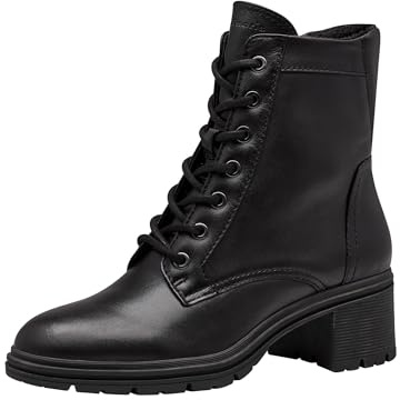 Tamaris Botines de Tacón para Mujer, Cómodos, Negro, Piel, 39 EU