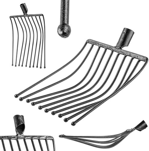 KADAX Kartoffelgabel ohne Stiel, Rübengabel aus robustem Stahl, Steingabel, Kartoffelforke, Steinforke, Drahtgabel, Spatengabel, Heugabel, Grabgabel (Schwarz 10 Zinken)