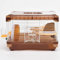 Hamster Cage Small Animal Cage 2 Layers BROWN Spacious Tray Design Easy to Clean Breathable Easy to clean Size 14.17”(W)X10.63(L)X9.84(H) Suitable for small hamsters under 3 inches