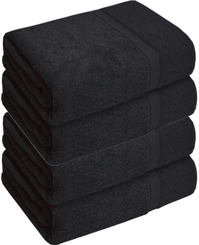 Diamond Tex Large Jumbo Bath Sheets Luxury 100% Egyption Cotton XL Towels Super Absorbent Quick Dry Big Bathroom Soft Towels Size 80x140cm (2, Black)
