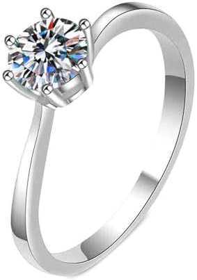 Gualiy Verlobungsring 750 Weißgold, 18 Karat Damen Ringe Echtgold 6-Zinken Solitär Ring mit Labor Diamant Ringe Größe 48