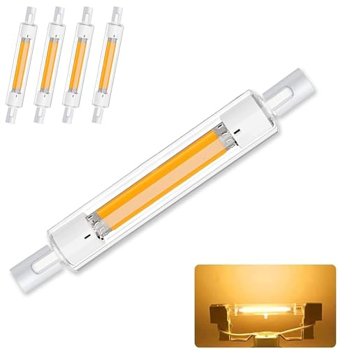 R7S LED 118mm Dimmbar, Ersatz für 300W Halogenstab, COB Glühbirne Warmweiß 3000K 2000LM, Kein Flackern, 360° Abstrahlwinkel, 220-240V, 4er Pack