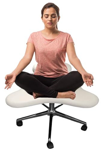 ASerZenith Kniestuhl, Meditationsbürostuhl, Stuhl mit gekreuzten Beinen, höhenverstellbarer Kniestuhl fürs Büro, ergonomischer Bürostuhl, Meditationsstuhl für zu Hause,Beige