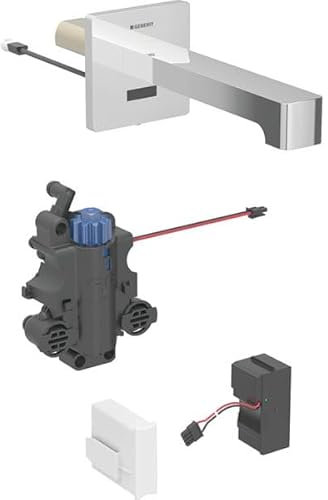 Robinetterie de lavabo Geberit Brenta, saillie 170mm, avec mitigeur thermostatique, alimentation au réseau, pour boîtier de fonction encastré, 116.277.21.1, Couleur: Chromé brillant