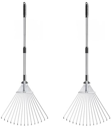 Rastrello Per Foglie Rastrello per arbusti in metallo, 2 pezzi, 9 15 denti, rastrello per foglie da giardinaggio/rastrello per spazzatrice da giardino per foglie, rastrelli portatili per cortile, giar