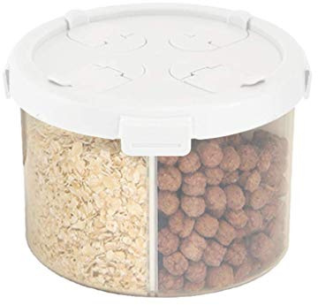 4 Grids Plastic K Cereal Dispenser Flour Grain Rice Storage Box Dry Food Container White Small Capacity Household Sealed Jar with Lid Easy Pouring and nization