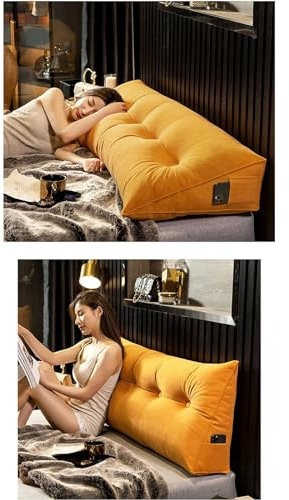 Dreieckiges Keil-Kopfteil-Kissen-Set, Tagesbett-Kissen mit abnehmbarem Bezug, 150 x 50 x 20 cm, orangefarbenes Bettkissen-Set für Komfort und Unterstützung