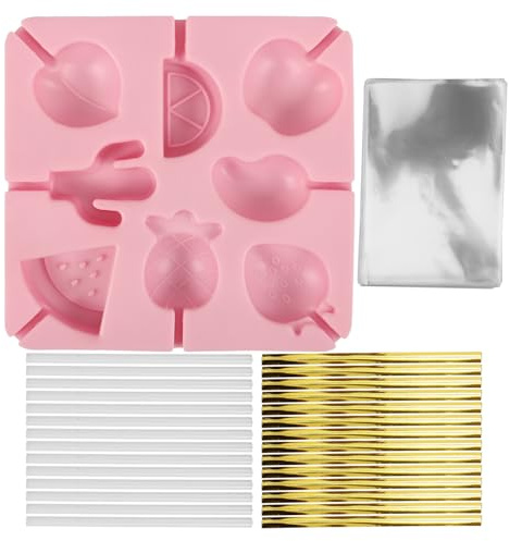 Garneck Moules À Bonbons en Silicone Kit De Moules À Sucettes avec Bâtonnets Et Attaches pour Desserts Faits Maison
