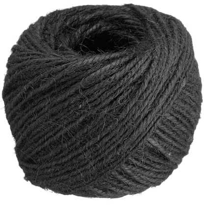 sourcing map 164 Feet Natural Jute Twine String,2mm Thin Garden Twine Rope Colored Plant String Cord for DIY Art Crafts Gift Wrapping Decoration Packing Gardening Plant Hanger,Black