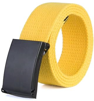 Risdany Herrengürtel, taktischer Outdoor-Gürtel, farbiger Canvas-Gürtel für Herren, Bekleidungszubehör,Gelb,116×4cm