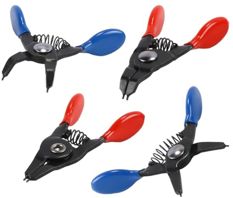Gorise 4-teiliges Sicherungsringzangen-Set, Sprengringzangen-Set, Metall-Mini-Sprengringzange, Mini-Zange Für Interne Und Externe Sicherungsringe, Rot/blau