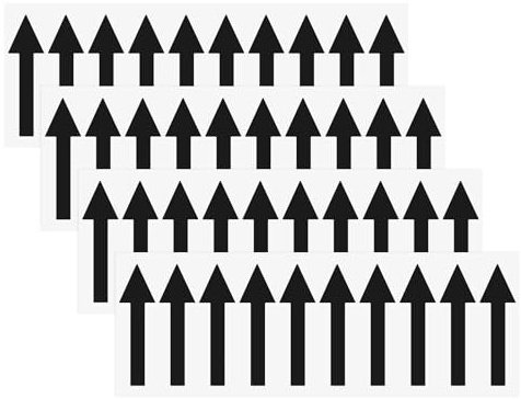 M METERXITY 4-Pack Arrow Sticker, 2 x 1 Inch/ 50 x 15 mm PVC Waterproof Self-Adhesive Directional Arrows Removable Directional Floor Decal Stickers for Wall Marking/Road Sign [Black]
