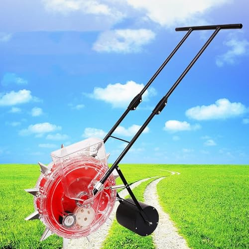 Asiwnshw Manual Seeder Hand-Push Garden Seeder Roller Seeding and Fertilizer Applicator, Row Planter Corn Planter Seeder for Soy Peanut Corn Cotton Soybean(8 Mouths)