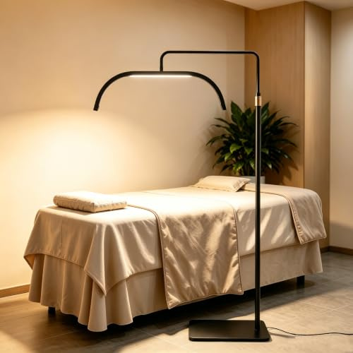 CATCHLUCK Halbmond Lampe Stehlampe für Wimpern mit Telefonhalter, Wimpern Lampe für Wimpernverlängerungen mit Telefonhalter, LED Beauty-Ringlicht