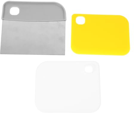 UTHCLO Grattoir à Pâte Inoxydable Multifonction Ensemble Jaune Outil de Cuisson pour Pâte Fromage et Crème Lisseur de Gâteau et