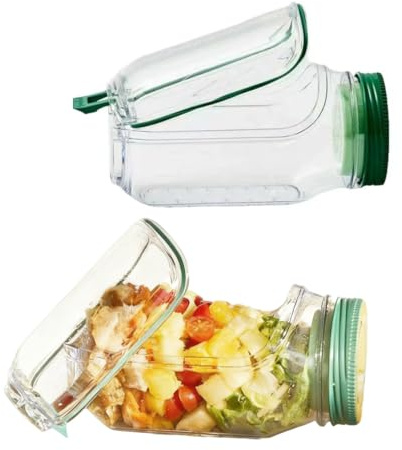 Guguzayth Salad Jar with Dressing Container – Leakproof Salad Pod for Lunch & Meal Prep, Vertical Layering Container with Lid, Separate Compartments for Fresh Salads, Snacks & On-the-Go