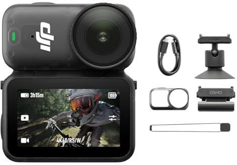 DJI Osmo Nano Standard Combo (64 GB)- 4K/60fps kleine Mini-Cam | mit 1/1,3″ Sensor, 143° Weitwinkel-Video, 200 min Akku, überall anbringbar, wasserdicht POV-Kamera für Sport, Vlog, Fahrrad