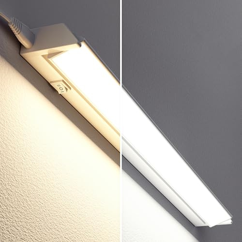 ledscom.de LED Unterbauleuchte LIWO 58cm, schwenkbar, mit Schalter, je 958m, warmweiß/weiß, 4er Set