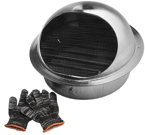 Tidevib Außenlüfter aus 304 Edelstahl, 150 mm, für Wäschetrockner, Badezimmer, Klimaanlage und Dunstabzugshauben, mit Handschuhen