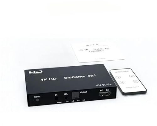 4K 60Hz 4x1 HDMI-kompatibel switch 4 in 1 ut videoväljare med ljudextraktor 3D for kamera till TV Effektiv funktion