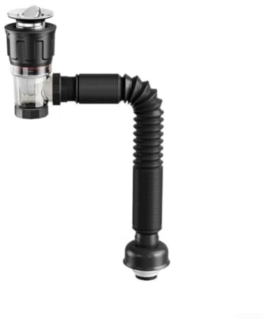 Teleskop-Ablaufrohr für Waschbecken, flexibler Waschbeckenschlauch, 29–95 cm, geruchshemmende PVC-Rohrleitung mit Sieb, kompatibel mit 40/50 mm Armaturen (schwarz)