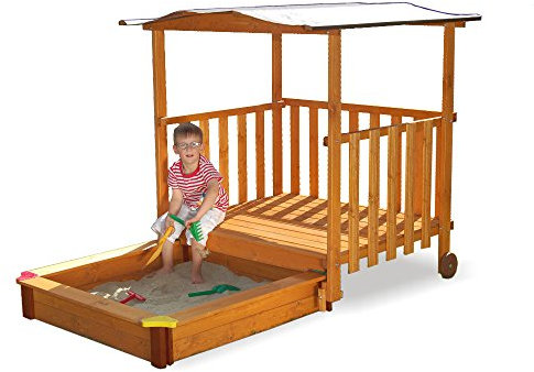 GASPO Spielhaus aus Holz, L 105 cm x B 130 cm x H 145 cm , Kinderspielhaus für den Garten und Drinnen, hergestellt in Österreich