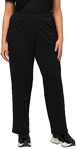 Ulla Popken Pantalon de Jogging, Coupe Droite Noir 54+ 624781 10-54+