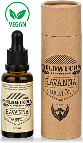 Bartöl HAVANNA von Wildwuchs Bartpflege - Beard Oil Bart Öl natürlich und vegan für einen weichen Bart und gesundes Bart Wachstum mit Duft nach Karibik (1 x 30 ml)