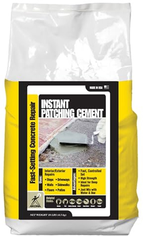 Akona Instant Patching Cement (10 Pound, 1) - Repair Cracks in Concrete & Masonry, Dry in 90 Minutes