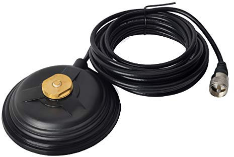 HYS NMO Magnetic Antenna Mount with 16.4ft RG58 Cable & PL-259 Connector for CB VHF UHF HF Ham Radio, 4.3 Inch Strong Magnet Base