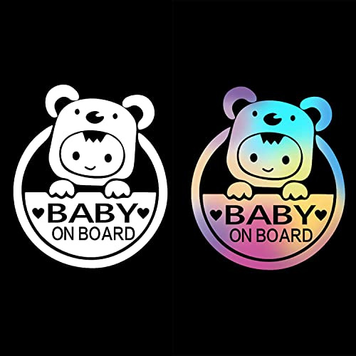 Taicols Autocollant Bébé à Bord pour Miroir Voiture, Siège Auto, Baby on Board, Sticker Vinyle Petits Pieds, Lot de 2
