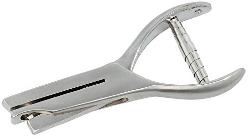 Labelident Lochzange für Prüfplaketten mit dreieckiger Kerbform - 4 mm Lochgröße - Kerbzange aus Edelstahl, 48 mm Maultiefe, Kontrollzange