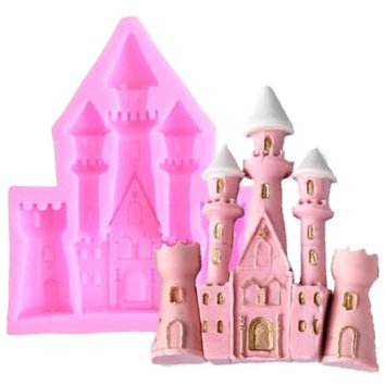 LC Prinzessinnenschloss Silikonform für Fondant, Kuchen, Süßigkeiten, Dekoration, Schokoladenform, Harzform, Bastelformen für Zucker (Rosa)