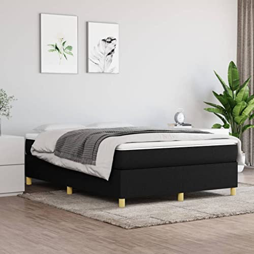 SECOLI Boxspringbett 140x200 ohne kopfteil mit matratze Polsterbett 140x200 Bett 140x200 mit matratze und lattenrost Jugendbett 140x200 -Schwarz-140 x 200 cm