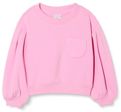 Amazon Essentials Mädchen Sweatshirt mit gerafften Ärmeln und Tasche, Rosa, 8 Jahre