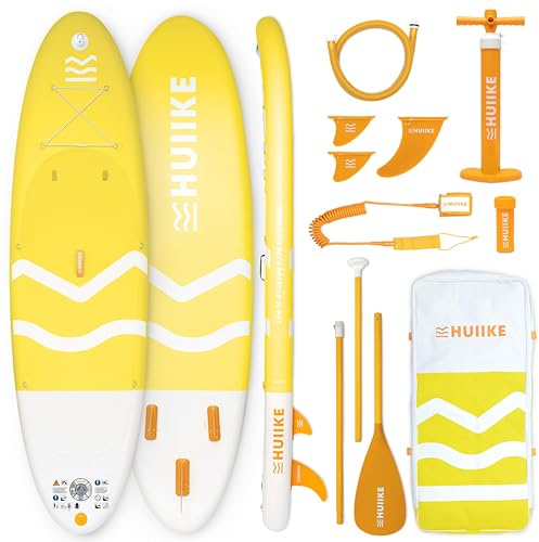 HUIIKE Paddle Gonflable Adulte avec Accessoires Inclus, Pagaie, Ailerons, Leash, Pompe. Stand Up Paddle Grande Stabilité et Résistance. Convertible en Kayak 305-365 cm, Supporte 130-170 kg